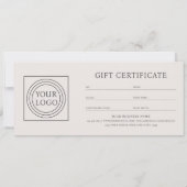 Elegant Custom Logo Gift Certificate Off-white (Rückseite)