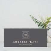 Elegant Custom Logo Gift Certificate Pink Gray (Stehend Vorderseite)
