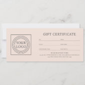 Elegant Custom Logo Gift Certificate Pink Gray (Rückseite)