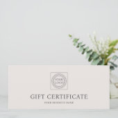 Elegant Custom Logo Gift Certificate Voucher (Stehend Vorderseite)