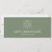 Elegant Custom Logo Green Gift Certificate Voucher (Vorderseite)