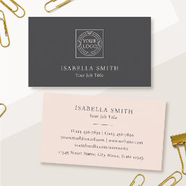 Elegant Custom Logo Minimalist Blush Pink Gray Visitenkarte