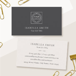 Elegant Custom Logo Minimalist Off-White Gray Visitenkarte