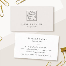 Elegant Custom Logo Minimalist Off-White Visitenkarte