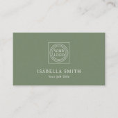 Elegant Custom Logo Minimalist Sage Green Visitenkarte (Vorderseite)