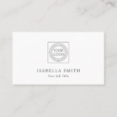 Elegant Custom Logo Minimalist White Visitenkarte (Vorderseite)