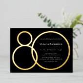Elegant Custom Minimalistisch Black 80th Birthday  Folieneinladung (Stehend vorne)