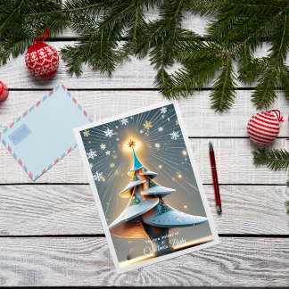 Elegant Custom Modern 3D Tree Christmas Einladung