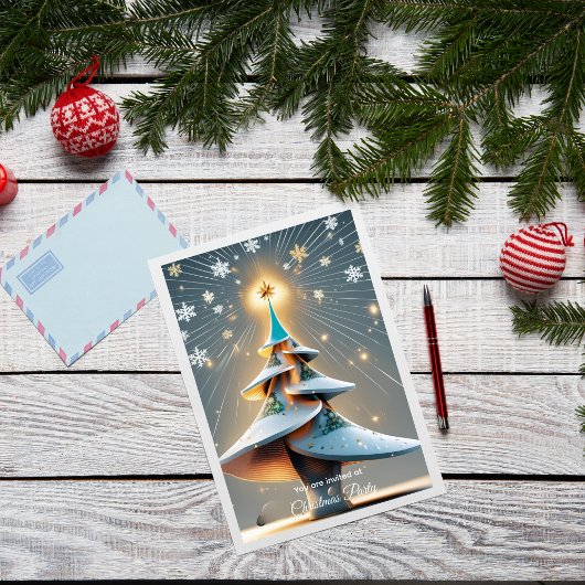 Elegant Custom Modern 3D Tree Christmas Einladung