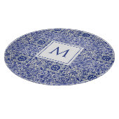 Elegant Custom Monogram Blue White Schneidebrett (Ecke)