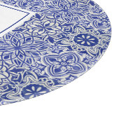 Elegant Custom Monogram Blue White Schneidebrett (Ecke)