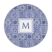 Elegant Custom Monogram Blue White Schneidebrett (Vorderseite)