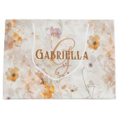 Elegant Custom Monogram Watercolor Floral Große Geschenktüte (Vorderseite)