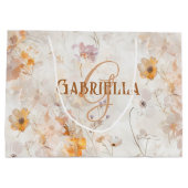 Elegant Custom Monogram Watercolor Floral Große Geschenktüte (Rückseite)