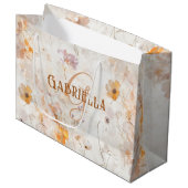 Elegant Custom Monogram Watercolor Floral Große Geschenktüte (Vorderseite Schrägansicht)