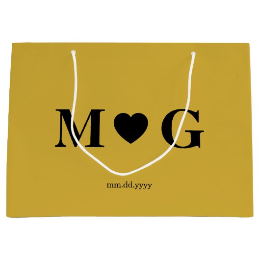 Elegant Custom Monogrammed Gift Bag for Couples Große Geschenktüte (Vorderseite)