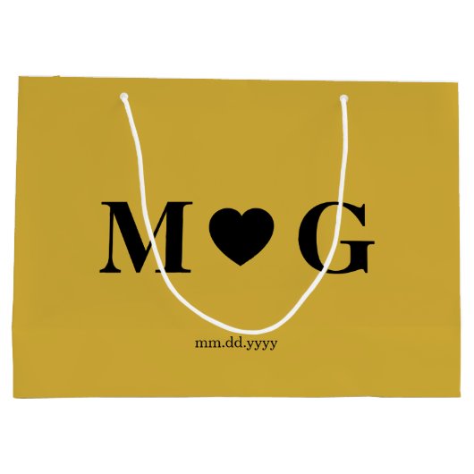 Elegant Custom Monogrammed Gift Bag for Couples Große Geschenktüte (Rückseite)