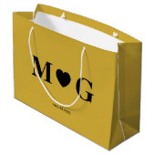 Elegant Custom Monogrammed Gift Bag for Couples Große Geschenktüte (Rückseite Schrägansicht)