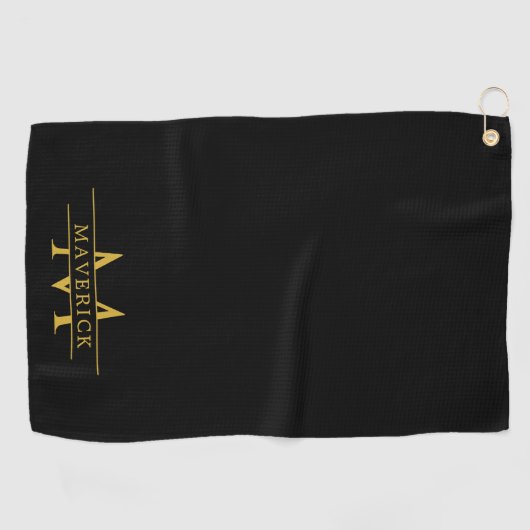 Elegant Custom Name and Initials Golf Towel Design Golfhandtuch (Horizontal)