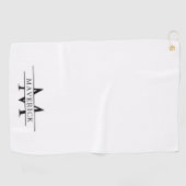 Elegant Custom Name and Initials White Golfhandtuch (Horizontal)