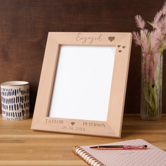 Elegant Custom Name Engagement Wedding Photo Geätzte Rahmen (Links)