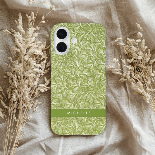 Elegant Custom Name Green Botanical Case-Mate iPhone Hülle