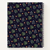 Elegant Custom Name Navy Botanical Notebook Notizblock (Rückseite)