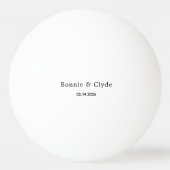 Elegant Custom Names and Date White Tischtennisball (Vorderseite)