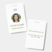 Elegant Custom Photo & Name Badge Design Ausweis (Vorder- & Rückseite)