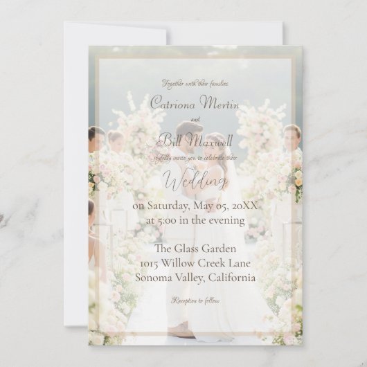 Elegant Custom Photo Wedding Invitation Einladung (Vorderseite)