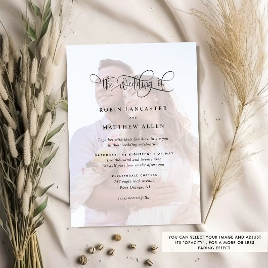 Elegant Custom Photo with QR Code Wedding Einladung