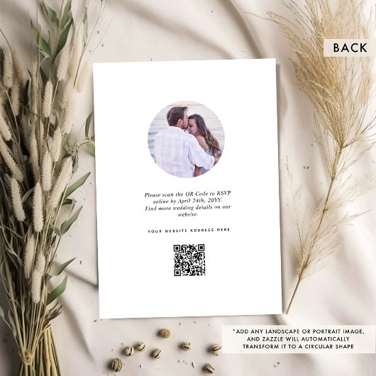Elegant Custom Photo with QR Code Wedding Einladung