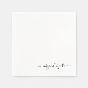 Elegant Custom Script Couple Names Wedding Napkins Serviette
