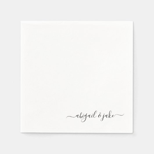 Elegant Custom Script Couple Names Wedding Napkins Serviette (Vorderseite)
