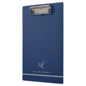 Elegant Custom Silver Monogram Navy Blue Klemmbrett (Links)
