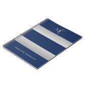 Elegant Custom Silver Monogram Navy Blue Notizblock (Linke Seite)