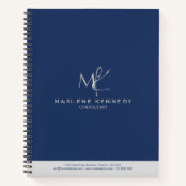 Elegant Custom Silver Monogram Navy Blue Notizblock (Vorderseite)