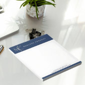 Elegant Custom Silver Monogram Navy Blue Notizblock