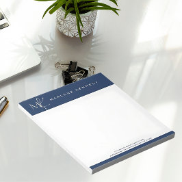 Elegant Custom Silver Monogram Navy Blue Notizblock