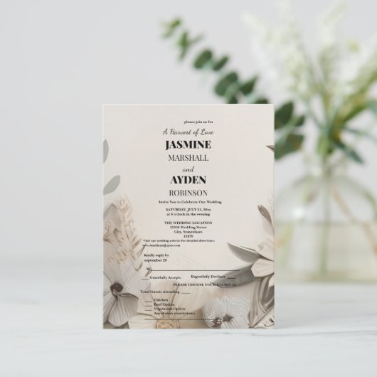 Elegant Custom Wedding Einladungen (Stehend Vorderseite)