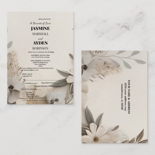 Elegant Custom Wedding Einladungen (Vorne/Hinten)