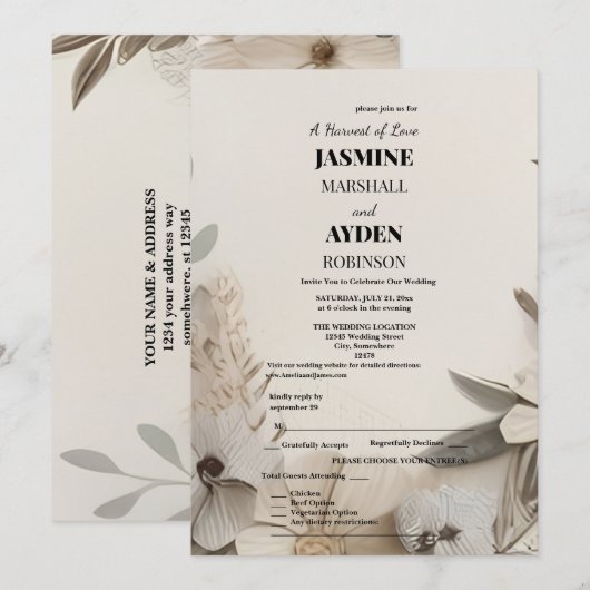 Elegant Custom Wedding Einladungen (Vorne/Hinten)