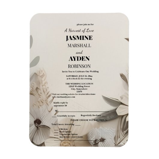Elegant Custom Wedding Einladungen Magnet (Vertikal)