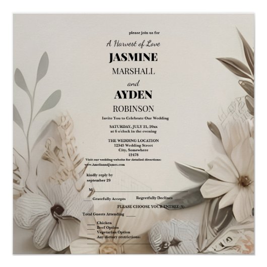 Elegant Custom Wedding Einladungen Poster (Vorderseite)