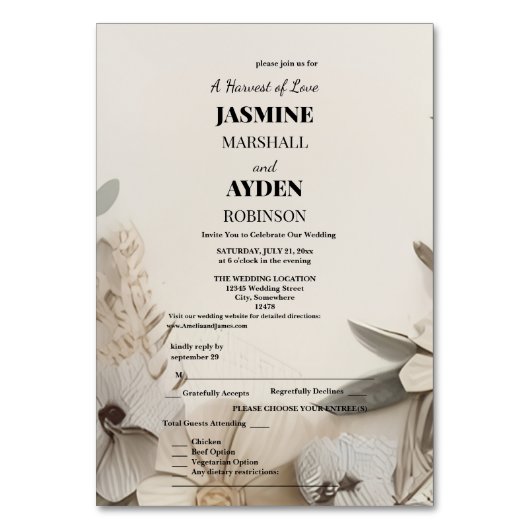 Elegant Custom Wedding Einladungen Tischnummer (Vorderseite)