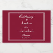 Elegant Custom Wedding Names Burgundy Mini Alkoholflaschenetikett (Einzelnes Label)