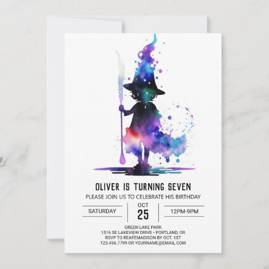 Elegant Custom Wizardry Birthday Einladung (Vorderseite)