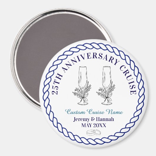 Elegant Custom Year Anniversary Cruise Cabin Door Magnet (Vorderseite/Rückseite)