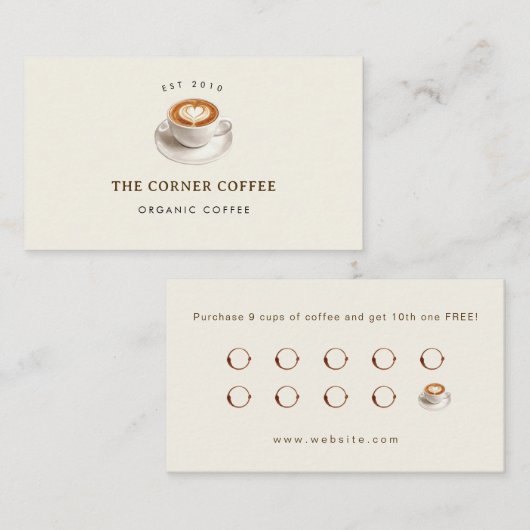 Elegant customizable Coffee shop Loyalty Visitenkarte (Vorne/Hinten)