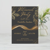 Elegant Customizable Gold Floral Retirement Party Einladung (Stehend Vorderseite)